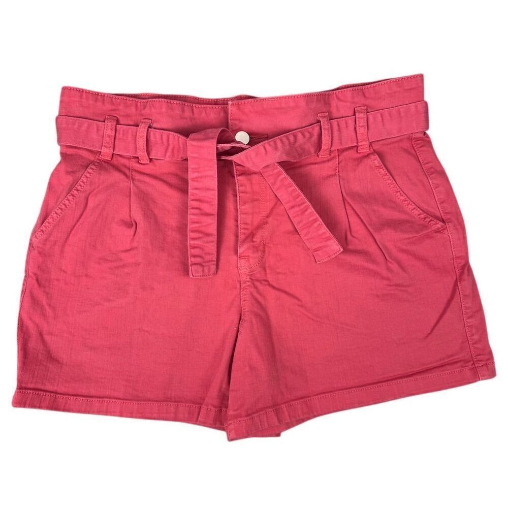 a.n.a. Women's High Waist Paperbag Shorts with Belt Pink Size 14